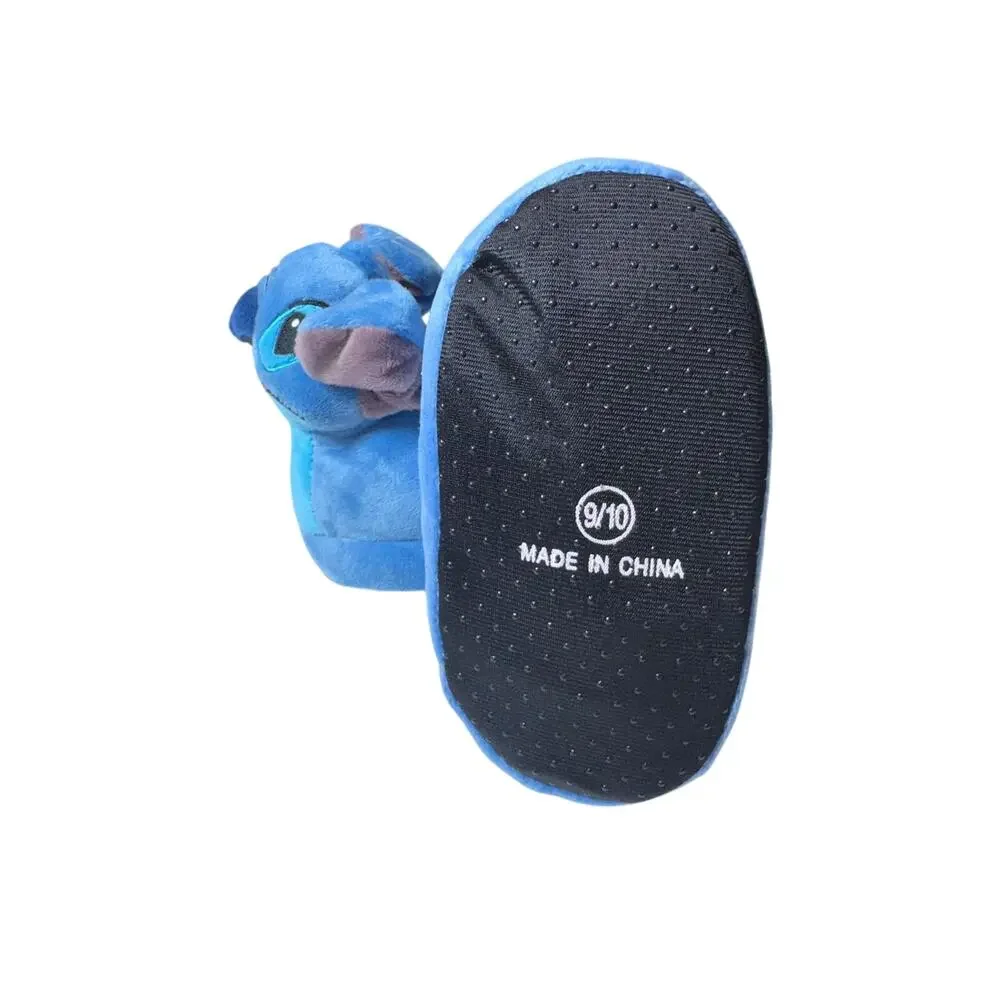 Disney Stitch Plush Slippers Size 9/10 Blue Soft Indoor Shoes New